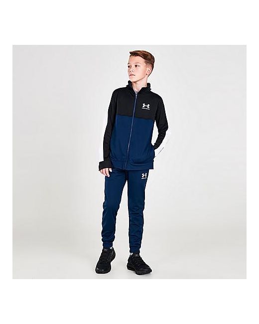 Under Armour Boys Colorblock Knit Track Suit in Blue/Academy 100 Polyester/Knit