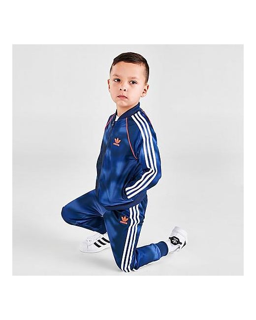 Adidas Boys Infant and Originals Allover Print Camo SST Track Suit in Blue/Crew Blue