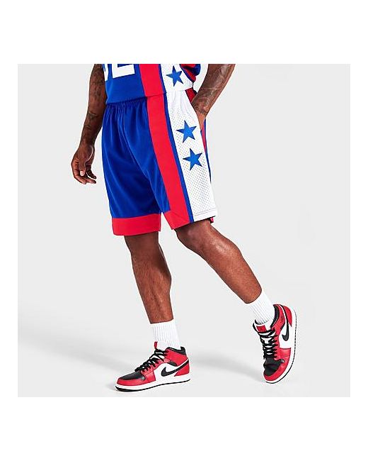 Mitchell And Ness Mitchell Ness Philadelphia 76ers NBA Dr. J Swingman Shorts in Blue/Blue 100 Polyester