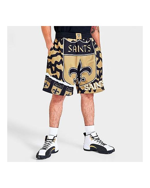 Mitchell And Ness Mitchell Ness New Orleans Saints NFL Jumbotron 2.0 All-Over Print Shorts in Yellow 100 Polyester