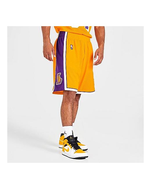 Mitchell And Ness Mitchell Ness Los Angeles Lakers NBA Swingman Shorts in Yellow 100 Polyester/Twill