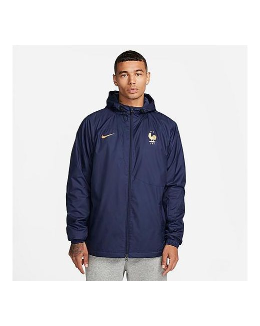 Nike France Strike Dri-FIT Hooded Soccer Jacket in Blue/Midnight Navy Small 100 Polyester