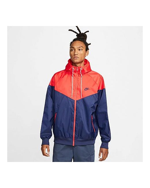 Nike Sportswear Windrunner Woven Hooded Jacket in Blue/Orange/Midnight Navy Small 100 Polyester/Fiber