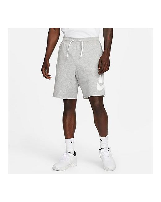 Nike Club Alumni Graphic French Terry Shorts in Grey/Dark Grey Heather