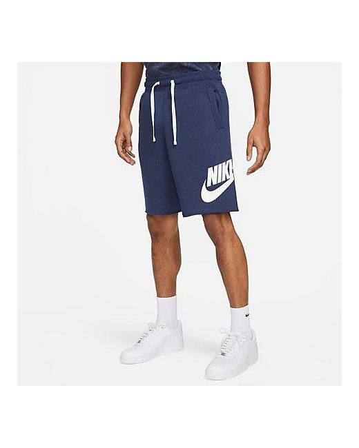 Nike Club Alumni Graphic French Terry Shorts in Blue/Midnight Navy