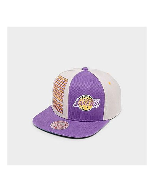 Mitchell And Ness Los Angeles Lakers NBA Pop Panel Snapback Hat in White/White 100 Polyester