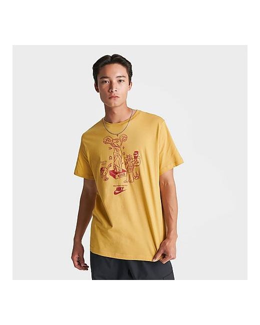Nike Sportswear Shoot For Victory Graphic T-Shirt in Yellow Small 100 Cotton/Polyester