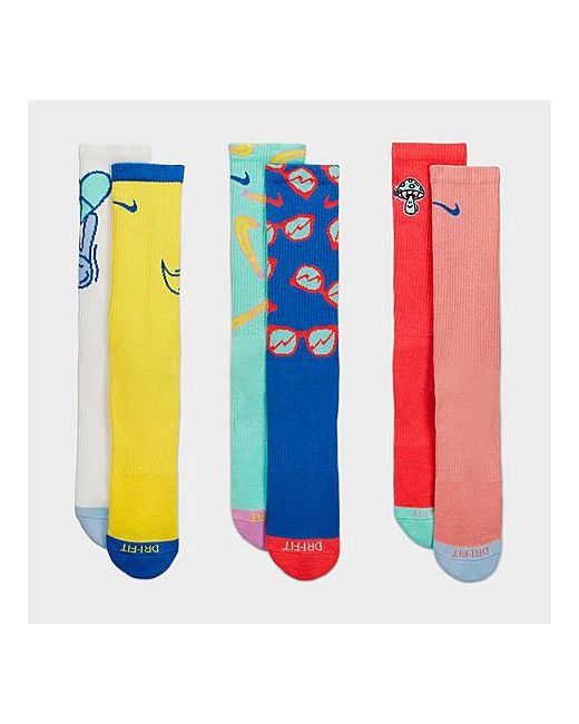 Nike Youth Everyday Mix Match Crew Socks 3-Pack Small