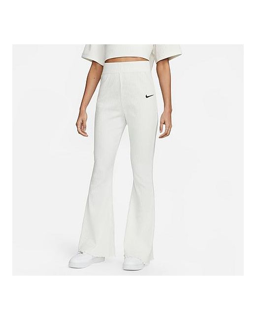 Nike Sportswear High-Waisted Wide Leg Ribbed Jersey Pants in White/Sail XS