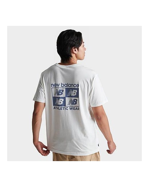 New Balance NB Essentials Graphic T-Shirt in White/Sea Salt Small 100 Cotton