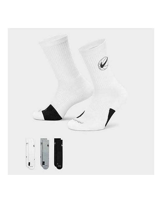 Nike Everyday Crew Basketball Socks 3-Pack in Black/White/Grey Small