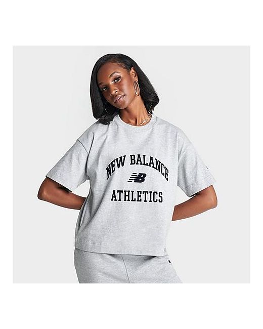New Balance Athletics Varsity Boxy T-Shirt Grey 100 Cotton