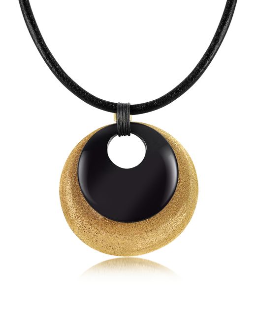 Stefano Patriarchi Designer Necklaces Etched and Onyx Round Pendant