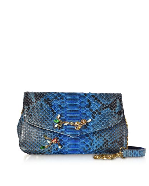 Ghibli Designer Handbags Deep Python leather Small Shoulder Bag w/Crystals