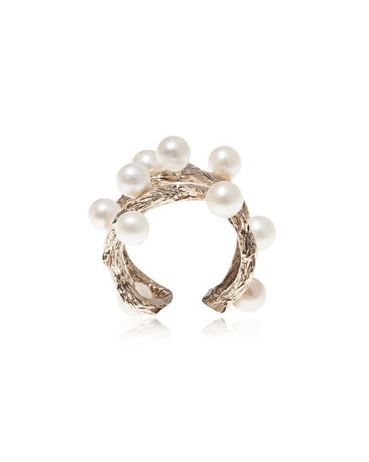 Bernard Delettrez Designer Rings Thorny Branch Ring w Pearls