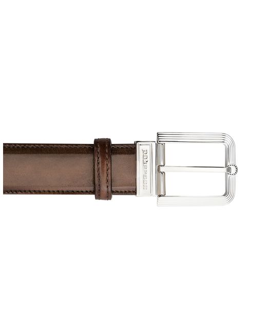 Pakerson Designer Belts Coffee Italian Leather Belt w Silver