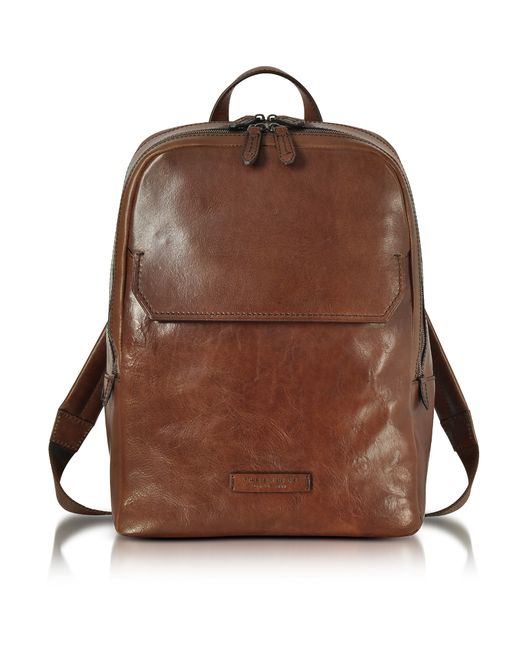 The Bridge Designer Travel Bags Marrone Leather Backpack