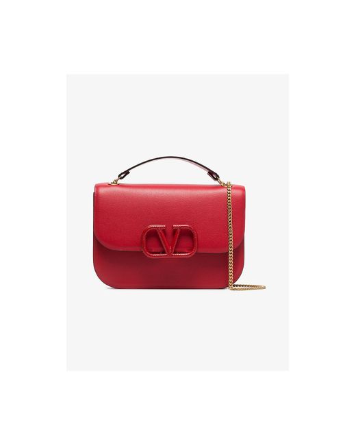 Valentino Designer Handbags V Plaque Small Chain Leather Shoulder Bag