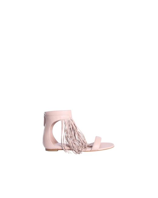 Alexander McQueen Designer Shoes Pale Leather Sandal w Long Fringes