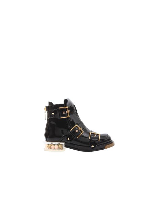 Alexander McQueen Designer Shoes Patent Leather Buckle Boots