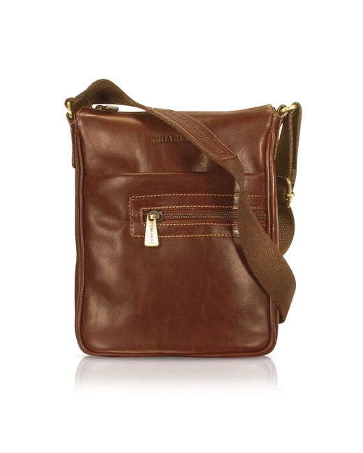 Chiarugi Designer Briefcases Handmade Genuine Leather Vertical Cross-Body Bag