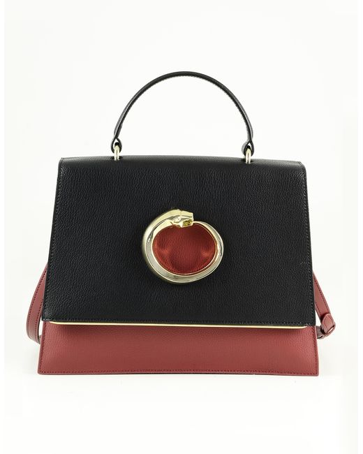Class Roberto Cavalli Designer Handbags Red Leather Top-Handle Shoulder Bag