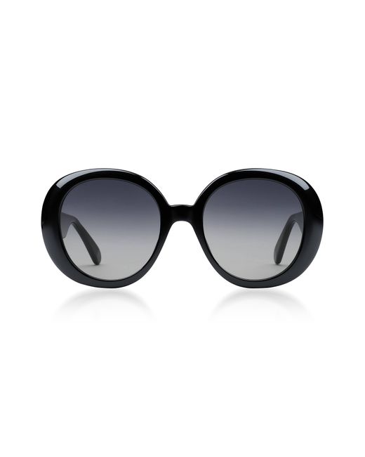 Gucci Designer Sunglasses Round Oversized Black Acetate Frame w/Web Temples