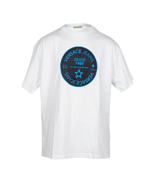 Versace Jeans Designer T-Shirts Cotton Blue Signature Print Mens T-shirt