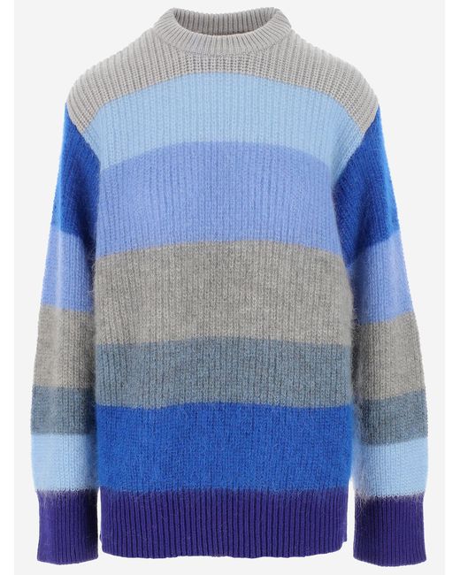 Marni Designer Knitwear Jacquard Striped Wool Sweater