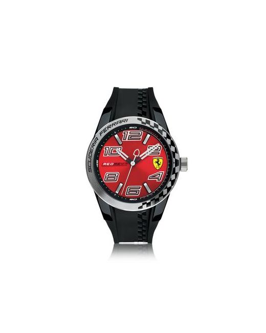 Ferrari Red Rev T Silver Tone Stainless Steel Case and Silicone