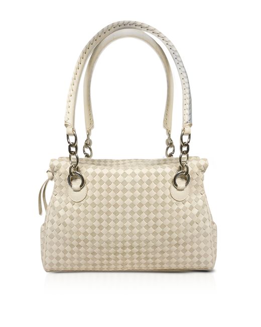 Fontanelli Designer Handbags Leather and Suede Woven Large Satchel Bag