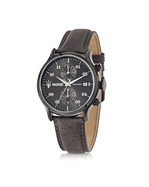 Maserati Designer Watches Epoca Chronograph Dial and Leather Strap