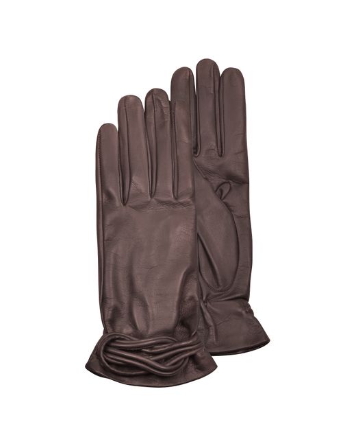 Forzieri Designer Gloves Leather w/Knot