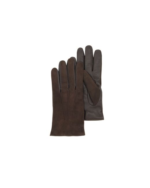 Forzieri Brown Touch Screen Leather Mens Gloves