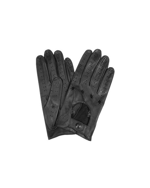 Forzieri Womens Perforated Italian Leather Driving Gloves