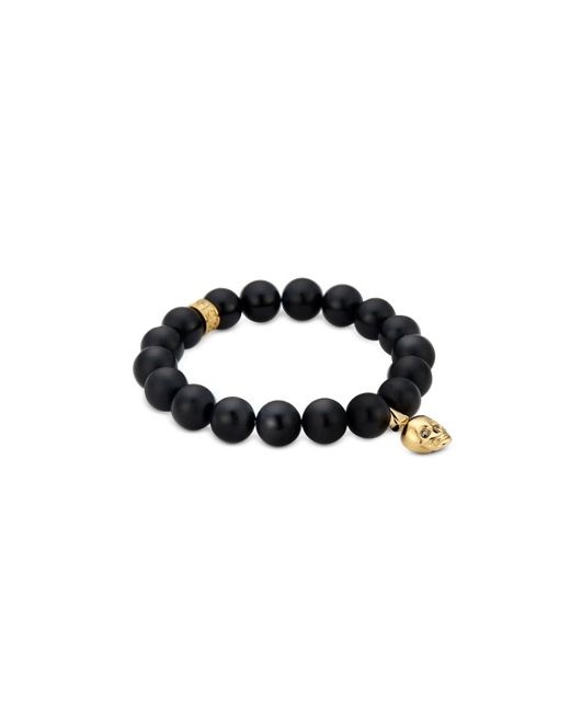 Northskull Matte Onyx/Gold Skull Bracelet with Crystal