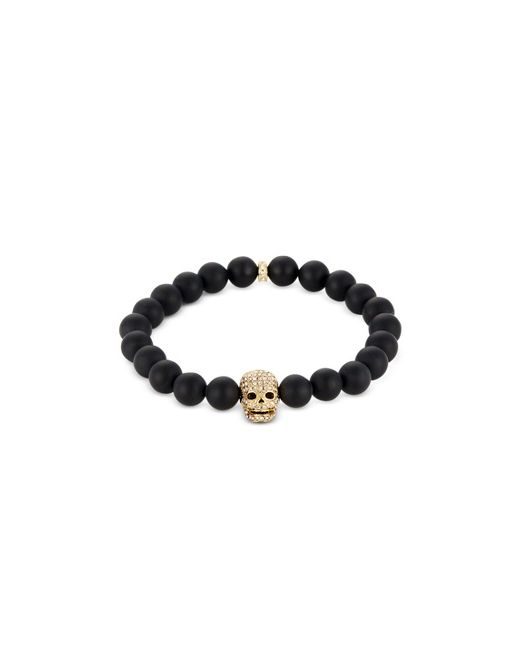 Northskull Matte Onyx/Gold Skull Bracelet with Crystals