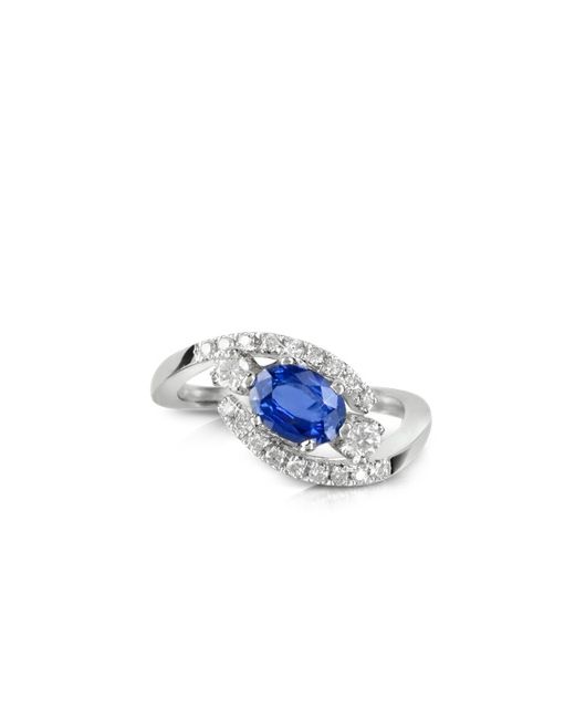 Forzieri Sapphire and Diamond 18K White Gold Ring