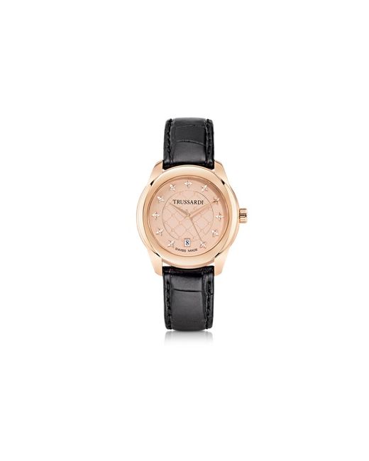 Trussardi T01 Lady Rose Gold Stainless Steel and Leather Womens Watch