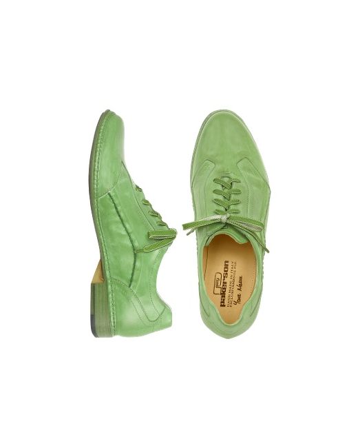 Pakerson Pistachio Italian Handmade Leather Lace-up Shoes