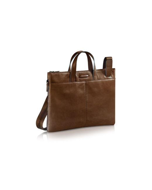 Piquadro Blue Square Expandable Leather Business Bag