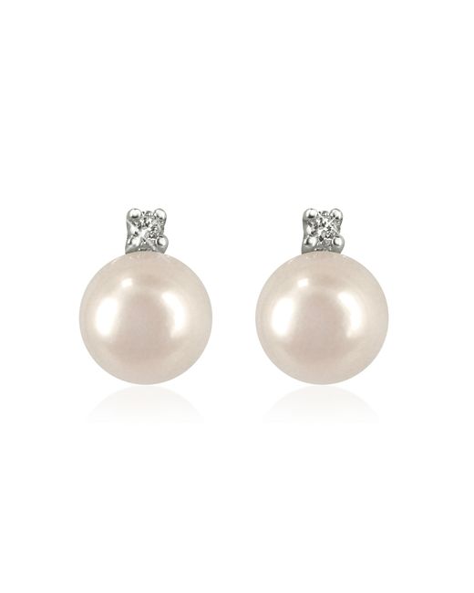 Forzieri Designer Earrings 0.07ct Diamond and Pearl 18k