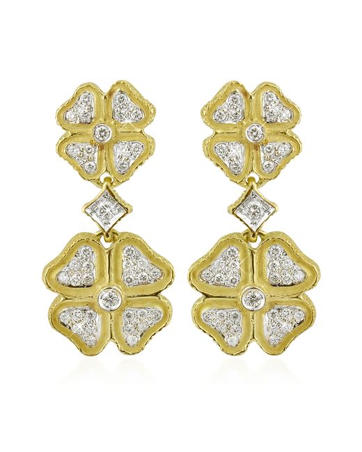 Torrini Designer Earrings Quadrifoglio Diamond Four-Leaf Clover 18K Earrings