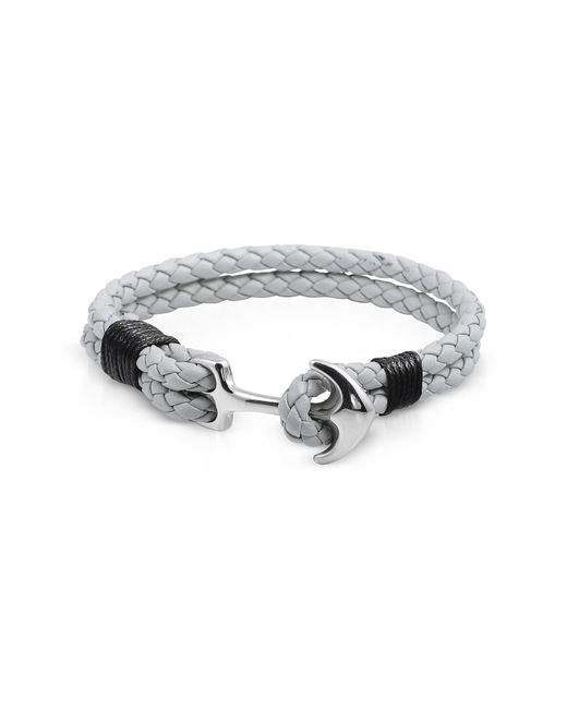 Forzieri Designer Bracelets Light Leather Bracelet w/Anchor