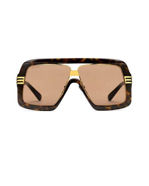 Gucci Lunettes de soleil Dark Tortoiseshell Oversized Frame Sunglasses