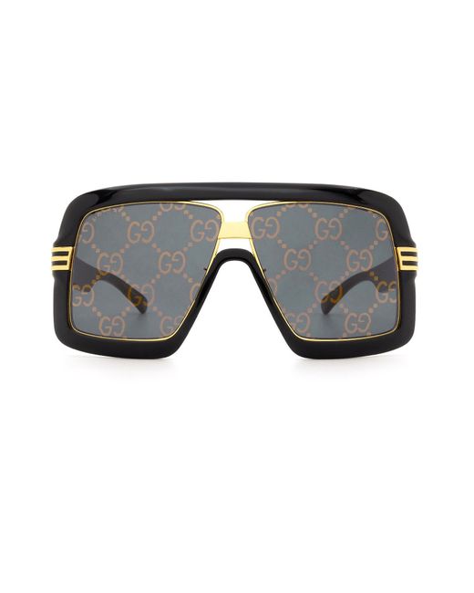 Gucci Lunettes de soleil Acetate and Gold Metal Oversized Frame Sunglasses