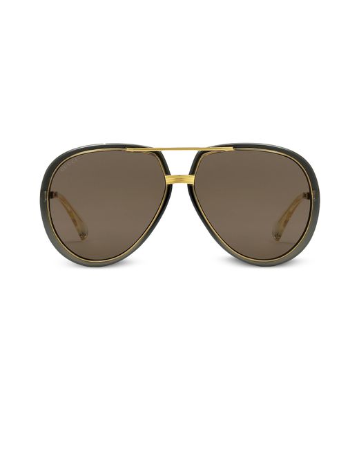 Gucci Lunettes de soleil Acetate and Metal Frame Aviator Sunglasses