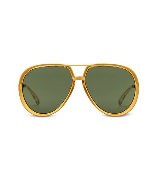 Gucci Lunettes de soleil Acetate and Metal Frame Aviator Sunglasses