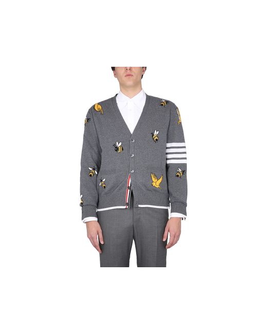 Thom Browne Pulls Cardigan With Birds And Bees Inlays