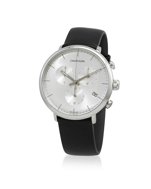 Calvin Klein Collection Montres Homme High Noon Stainless Steel Leather Chronograph Watch